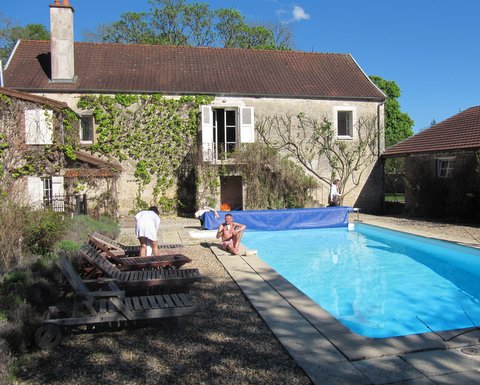 View of Pool with the Barn (and Bridge Room) behind